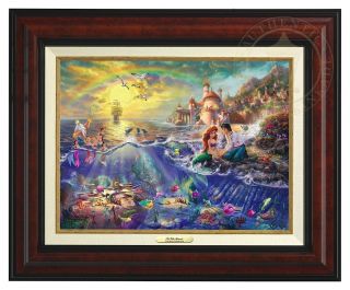 Thomas Kinkade Little Mermaid Canvas Classic (burl Frame) Disney Art