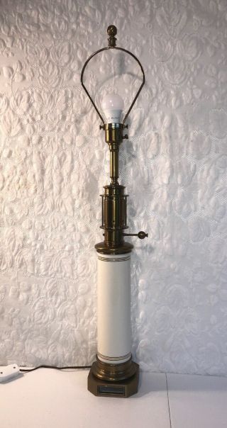 Vintage Stiffel White Lenox Brass Table Lamp 37.  5 " Tall Lighthouse Style Rare
