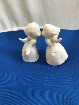Vintage Kissing Angels Porcelain Bisque Figurines,  S & B Schmid Bros.  Japan
