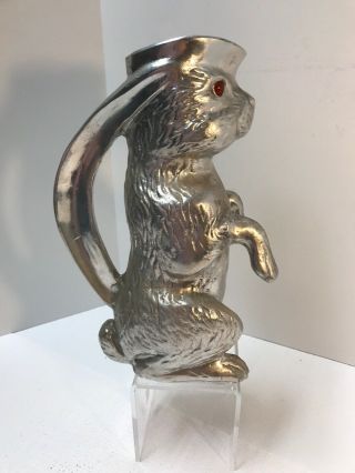 Arthur Court Bunny Rabbit Pitcher Vase W Glass Eyes 1979 Aluminum