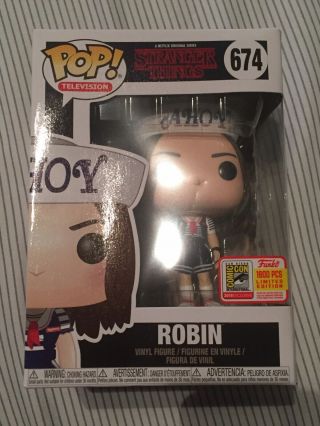 Funko Pop Sdcc 2018 Stranger Things Ahoy Robin 674 Le 1/1800 W/pop Stack