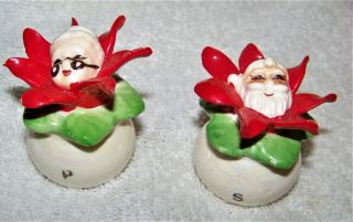 Vintage Napco Mr.  And Mrs.  Santa Clause Salt And Pepper Shakers