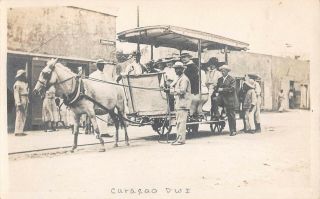 Willemstad,  Curacao,  Horse Drawn Trolley,  Driver,  People Real Photo Pc C 1910 - 20