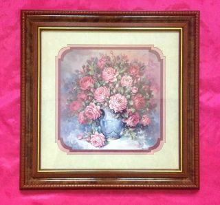 Vintage Home Interiors Picture Roses In A Vase By Julia Crainer 18 " X 18 " Homco
