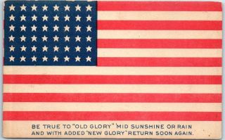 Vintage Patriotic Postcard " Be True To Old Glory Mid Sunshine Or Rain " C1910s