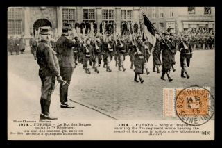 Dr Who 1915 Belgium 7th Regiment Solute King Of Belgium Postcard C78107