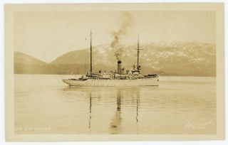 Uscgc Unalga Coast Guard Cutter Ship Alaska 1928 Rppc Photo Postcard By Steward
