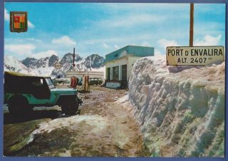 Andorra Jeep Willys Mb Car Ford Esso Gas Station 1960s Postcard