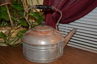 Vintage Copper Look Tea Kettle With Handle,  Lid - Rustic - Well -