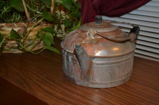 Vintage Copper look Tea Kettle with Handle,  Lid - Rustic - well - 3