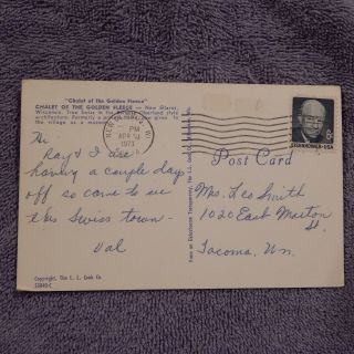 Vintage Postcard Chalet Of The Golden Fleece,  Glarus,  Wisconsin View 2 2