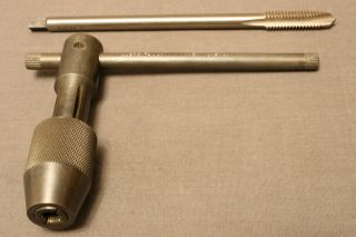 Vintage Millers Falls T - Handle Tap Wrench For 1/4 " Square Shank Taps,