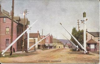 Allandale,  Ontario,  Main Street & Rail Crossing,  Vintage Postcard