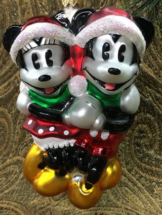 Radko 1996 5.  5 " Disney " Holiday Skaters " Mickey&minnie Christmas Ornament No Box