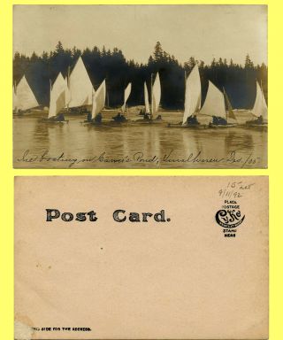 Sharp & Exc 1910 Real Photo Postcard,  Vinalhaven,  Maine Ice Boats,  Carver Pond