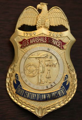 Usms Us Marshal Commemorative Millennium 1789 - 2000 Gold Tone Badge