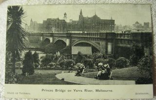 Vintage Antique Princess Bridge On Yarra River Melbourne Australia Postcard