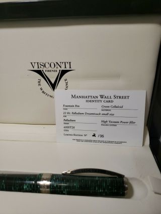 Visconti Limited Edition Wall Street Manhattan Green Fountain Pen 02/35 2