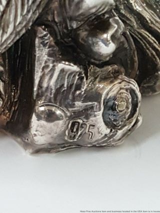 Heavy 15ozt Sterling Silver Great Horned Owl Bird Hawk Artisan Sculpture Figure 10
