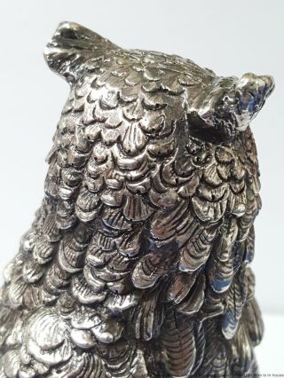 Heavy 15ozt Sterling Silver Great Horned Owl Bird Hawk Artisan Sculpture Figure 8