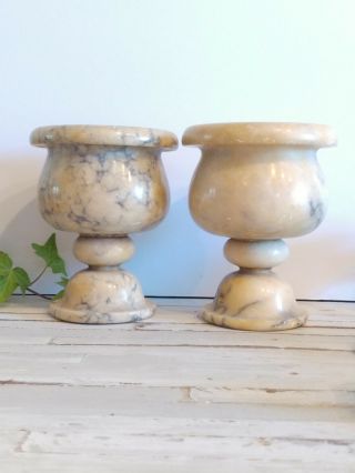 Marble Alabaster Lamp Vase Urn Cup Vessel Italy Antique Trinket Jewelry Holder