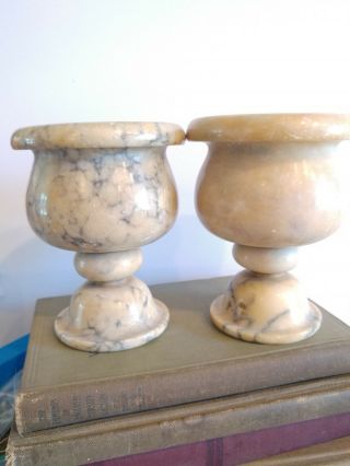 Marble Alabaster Lamp Vase Urn Cup Vessel Italy Antique Trinket Jewelry Holder 2