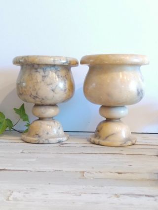 Marble Alabaster Lamp Vase Urn Cup Vessel Italy Antique Trinket Jewelry Holder 3