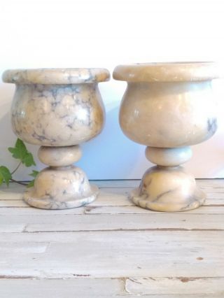 Marble Alabaster Lamp Vase Urn Cup Vessel Italy Antique Trinket Jewelry Holder 4