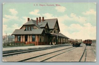 Ic Railroad Depot Corinth Mississippi—rare Antique Train Station (crease) 1921