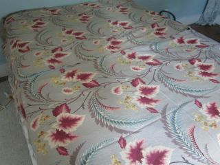 Bark Cloth Fabric Vintage 5,  Yards.  Leaves Florals Retro Fabric Curtain Nubby