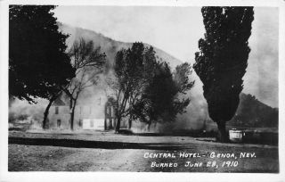 Rppc Central Hotel Burned In 1910 Fire,  Genoa,  Nevada Vintage Ca 1950s Postcard