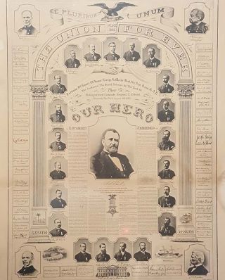 1885 President Ulysses S Grant Photo Colloytpe Poster " The Union For Ever " Gar