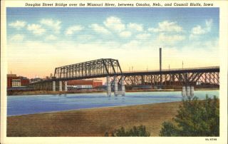 Douglas Street Bridge Missouri River Omaha Ne To Council Bluffs Ia 1930s