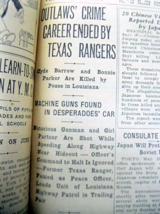 May 1 - 31,  1934 Bound Volume Newspapers Bonnie & Clyde Death John Dillinger Chase