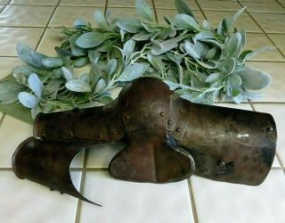 Old Hand Forged Armored Steel Battle Midieval Couter Gauntlets Hand Elbow Armor