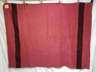 Hudson Bay 3 1/2 Point Scarlet Red & Black Wool Blanket 60 " X78 "