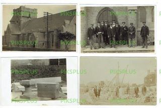 Postcards Langley Mill Church Construction Etc Derbys Real Photos Vintage C.  1910