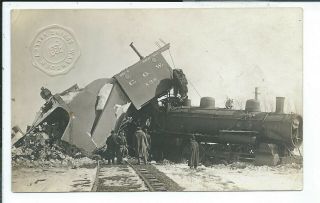 Spring Valley Mn Minnesota Rppc Postcard Train Wreck Washburn Photographer