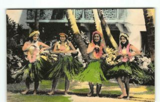Sunny Scenes Hula Dancers Girl Postcard H - 160 - J