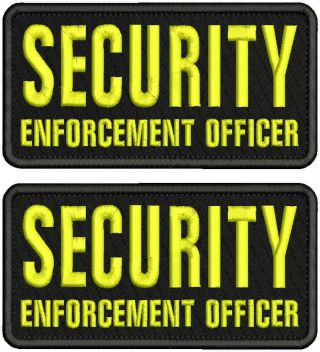 Security E Officer Emb Patch 3x6 Hook On Back Blk/yellow