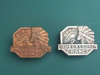 Boy Scout 1947 World Scout Jamboree Bronze & Silver Pin Badge