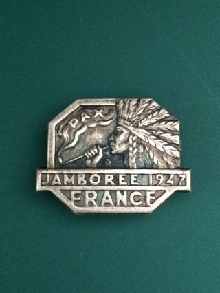 Boy Scout 1947 World Scout Jamboree Bronze & Silver Pin badge 2