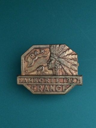 Boy Scout 1947 World Scout Jamboree Bronze & Silver Pin badge 3
