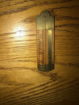 Vintage Lufkin No 171 Folding Ruler Box Wood & Brass With Slider