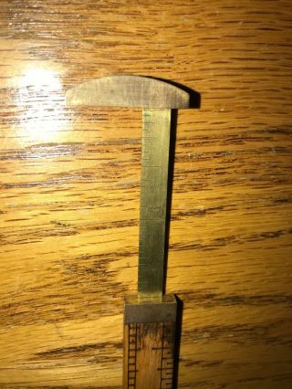 Vintage Lufkin No 171 Folding Ruler Box Wood & Brass With Slider 3