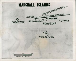 1954 Photo Business Marshall Islands Kwajalein Atomic Energy Chart 7x9