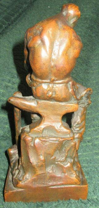 Single Blacksmith Iron Worker Bookend by Paul Herzel Bronze Clad 3