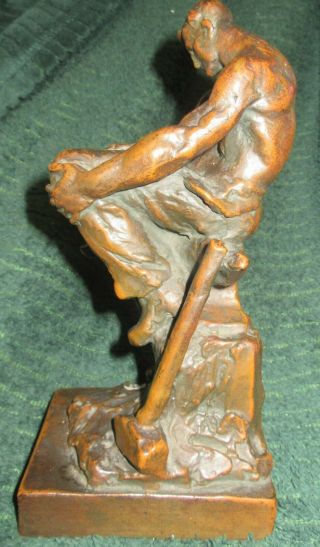 Single Blacksmith Iron Worker Bookend by Paul Herzel Bronze Clad 4