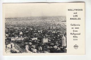 Frashers Real Photo Postcard View Of Hollywood & La From Hollywood Hills Ca
