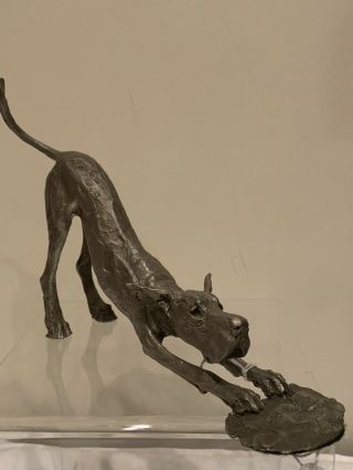 Louise Peterson Artist Great Dane Pewter Figurine Second Stretch 8” Long 56/300 4
